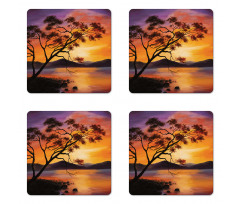 River Mountain Sunset Coaster Set Of Four