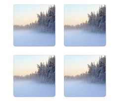 Frozen Lake in Woods Coaster Set Of Four