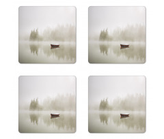 Boat on Lake Nature Coaster Set Of Four