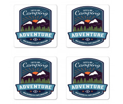 Signboard of Camping Art Coaster Set Of Four