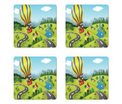 Cartoon Style Sky Coaster Set Of Four