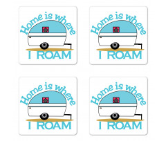 Van Adventure Wheel Motif Coaster Set Of Four