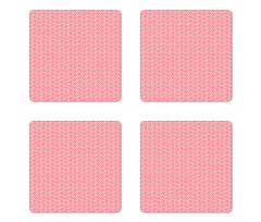 Wavy Lines and Flower Motif Coaster Set Of Four