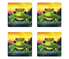 Frog Prince with Crown Coaster Set Of Four