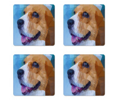 Low Poly Effect Curious Dog Coaster Set Of Four