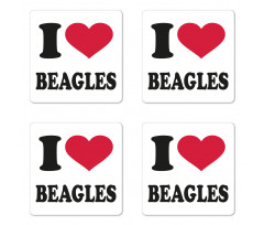 I Love Beagles Lettering Coaster Set Of Four