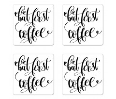 Black White Text Coaster Set Of Four