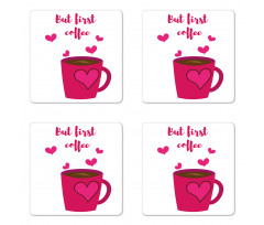 Text and Hearts Coaster Set Of Four