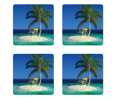 Chair Under a Palm Tree Coaster Set Of Four