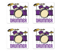 Drummer Wording Graphic Image Coaster Set Of Four