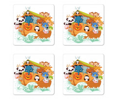 Colorful Ark Lions Coaster Set Of Four