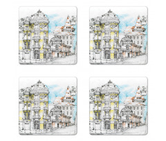 European City Sketch Coaster Set Of Four