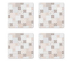 Pastel Oriental Motif Coaster Set Of Four