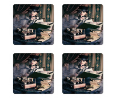 Steampunk Woman Vintage Coaster Set Of Four