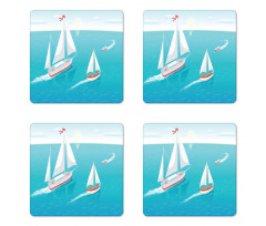 Sailing Boats and Sun Coaster Set Of Four