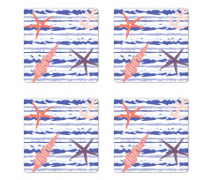 Wavy Stripes Starfish Coaster Set Of Four