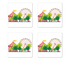 Circus Carnival Scene Coaster Set Of Four