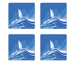 Clouds Seagulls Boat Coaster Set Of Four