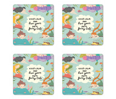 Calligraphy Mermaids Coaster Set Of Four