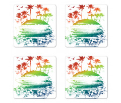 Grunge Summer Scenery Coaster Set Of Four