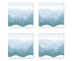 Mountains Winter Snowflake Coaster Set Of Four