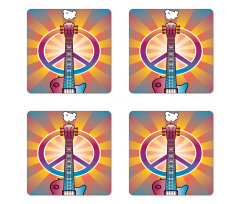 Guitar Peace Coaster Set Of Four