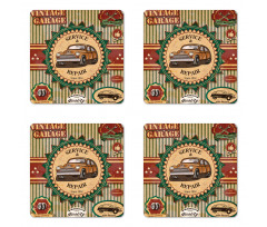 Old Sixties Car Pop Art Coaster Set Of Four