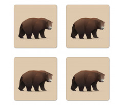 Modern Geometric Bear Art Coaster Set Of Four