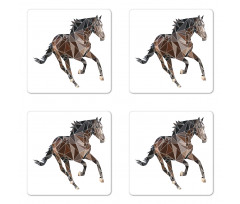 Brown Tones Triangle Horse Coaster Set Of Four