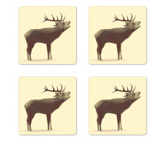 Geometric Elk Animal Art Coaster Set Of Four