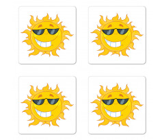 Cheerful Sun Smiling Coaster Set Of Four