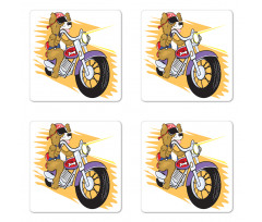 Doggie on a Motorcycle Coaster Set Of Four