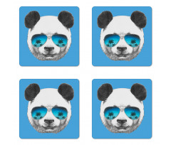 Single Cool Panda Face Coaster Set Of Four