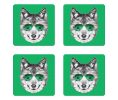 Exotic Wolf Portrait Coaster Set Of Four