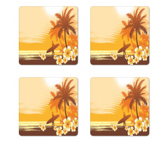 Surfer Tropical Landscape Coaster Set Of Four