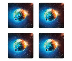 Planet Earth Sun Rays Coaster Set Of Four