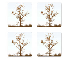 Owl Autumn Tree Branch Coaster Set Of Four