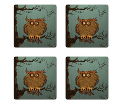 Tired Owl on Oak Tree Coaster Set Of Four