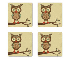 Owl Sitting on Branch Coaster Set Of Four