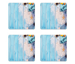 Beach Theme Elements Photo Coaster Set Of Four