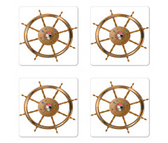 Pirate Sea Ship Wheel Coaster Set Of Four