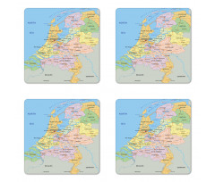 Map of Surrounded Regions Coaster Set Of Four