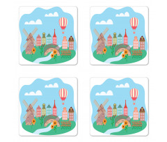 Windmill Rural Region Coaster Set Of Four