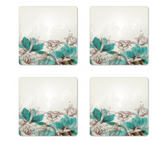 Retro Hibiscus Art Coaster Set Of Four
