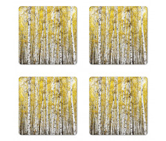 Forest Golden Leaves Coaster Set Of Four