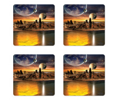 Planet Sci Fi Fantasy Art Coaster Set Of Four