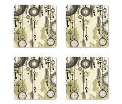 Green Old 20s Design Coaster Set Of Four