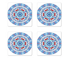 European Floral Tulips Coaster Set Of Four