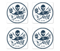 Nautical Pirate Skull Coaster Set Of Four