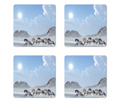 Snowy Day Wild Horse Coaster Set Of Four